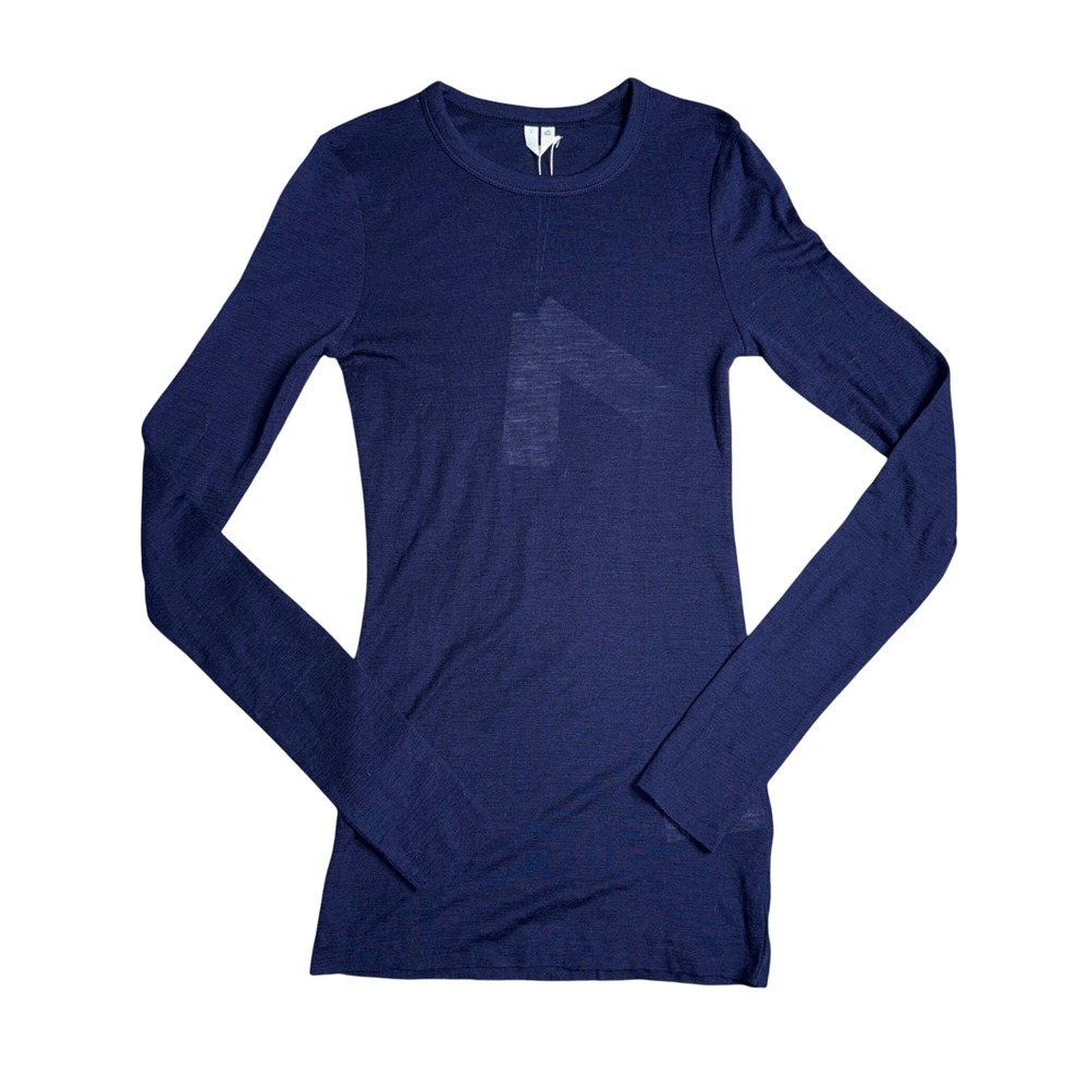 Arket Merino Wool Long Sleeve Top Womens S Navy Blue NWT RWS Certified Knit